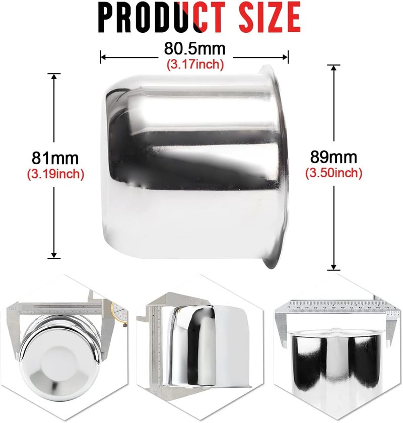 RTRHINOTUNING 4pcs 3.19inch Push Through Wheel Center Caps Chrome Silver Truck Trailer Wheels Center Cap for 3.19" Rims Hole 3.17" Tall - Image 2